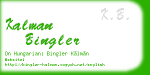 kalman bingler business card